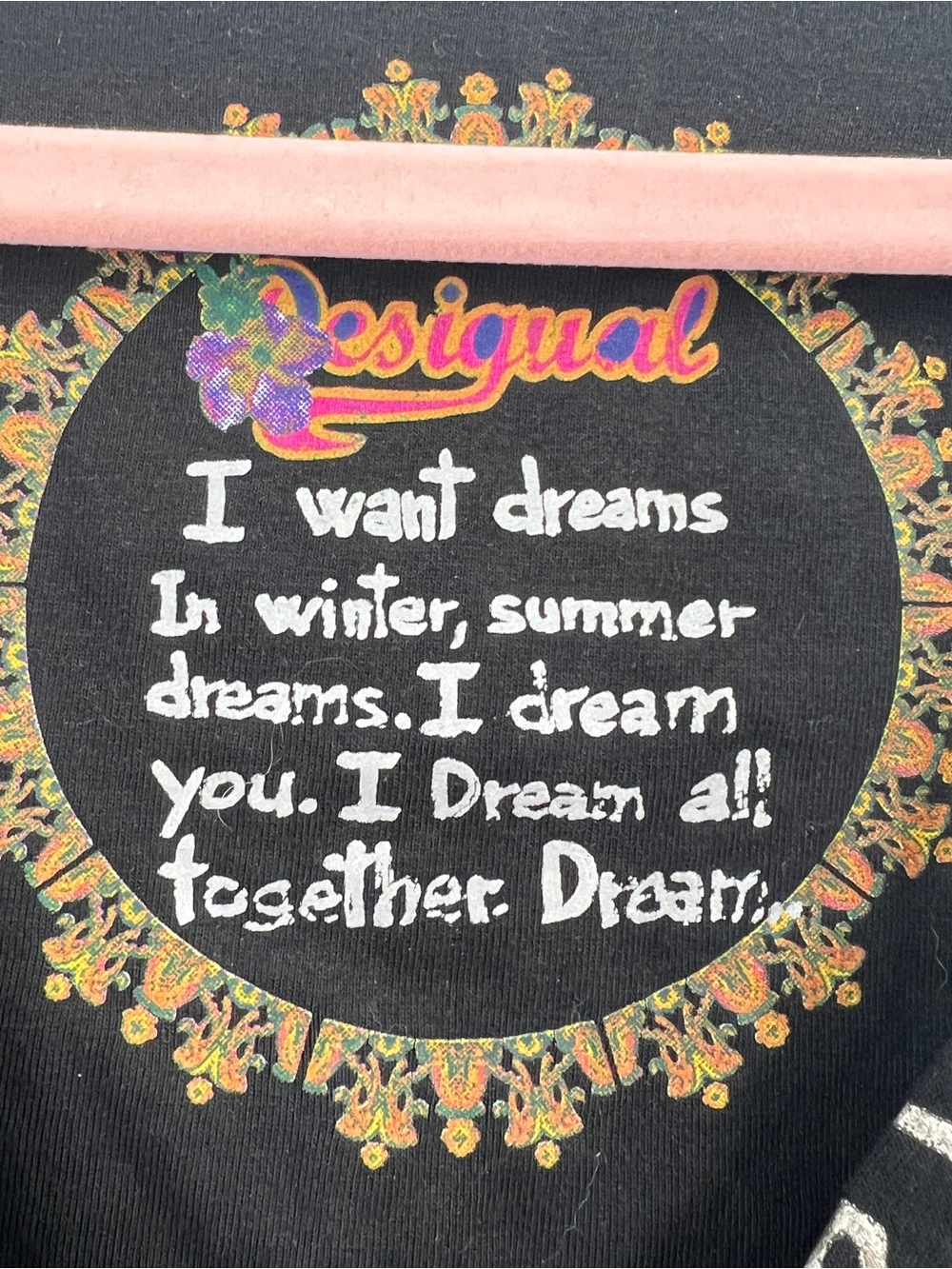 Desigual Printed Colorful "Dream" Black Cotton Embroidered Dress size Medium - Picture 5 of 6